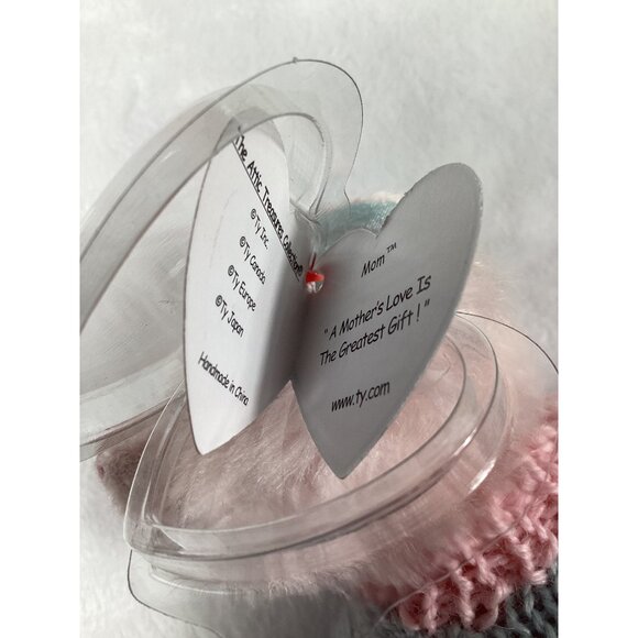 Ty Attic Treasures Collection 2001 I Love Mom  Bear Plush Pink With Sweater NWT - Picture 5 of 6